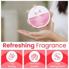 Person holding a Luna Mist watermelon scented product with product details below.